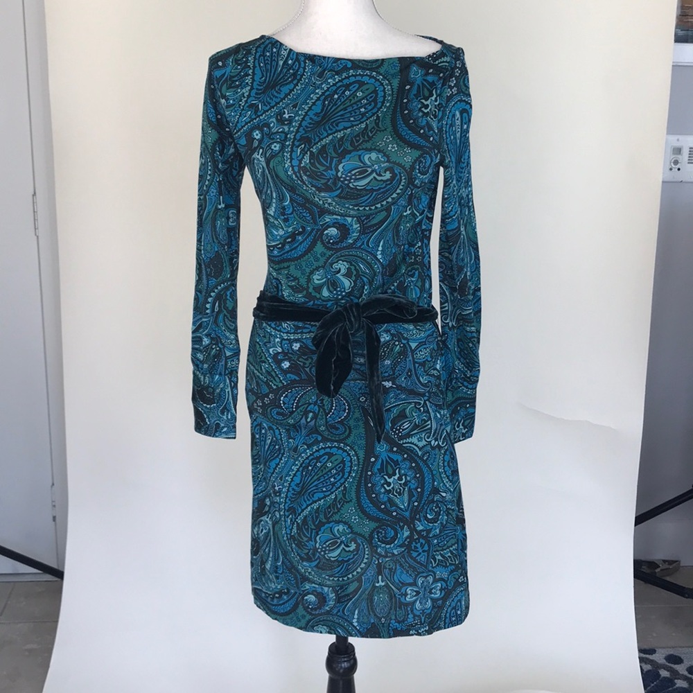 EUC Banana Republic Blue/green paisley sheath